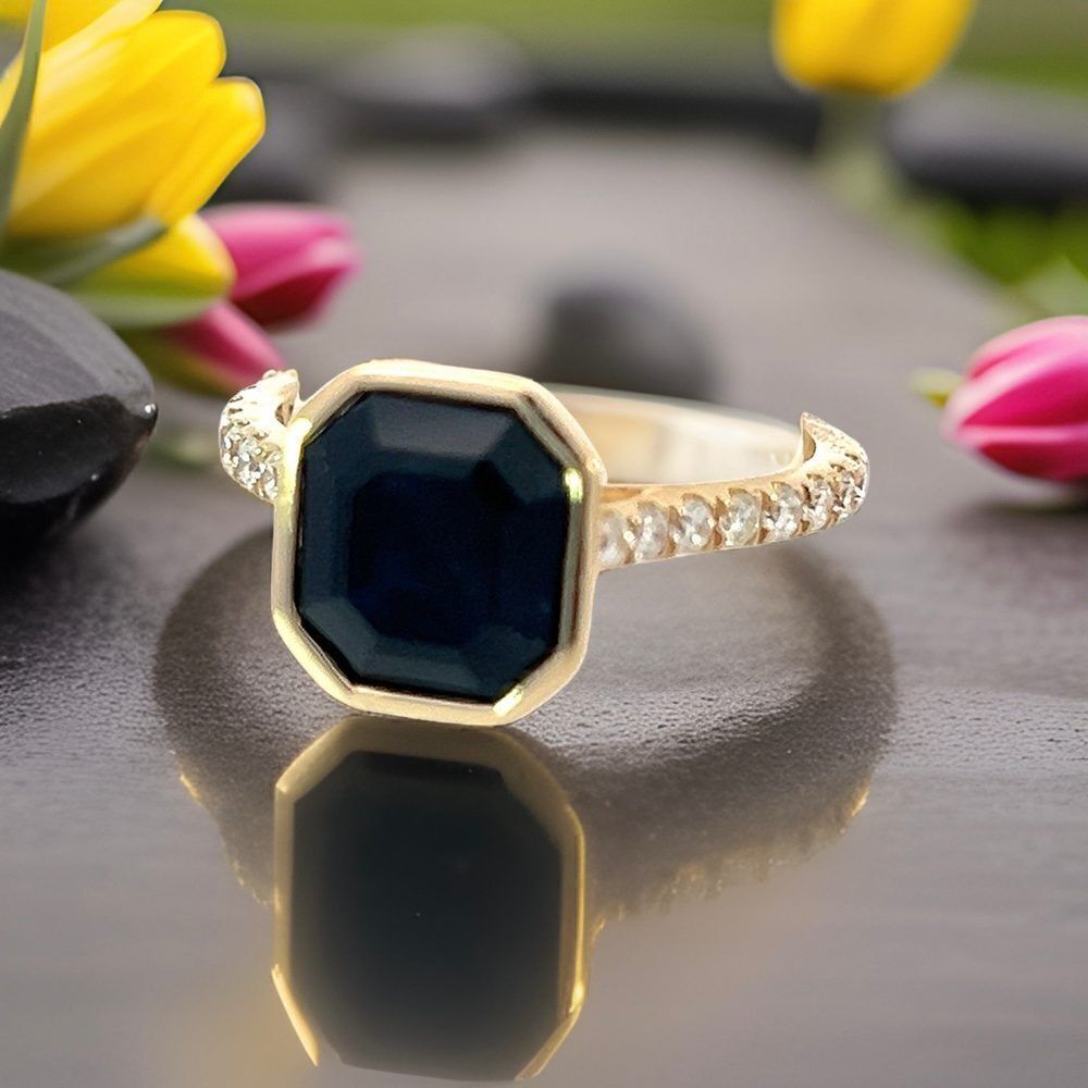Natural Sapphire Diamond Ring 6.75 14k Y Gold 4.65 TCW Certified $3,950 310597 - Picture 10 of 17